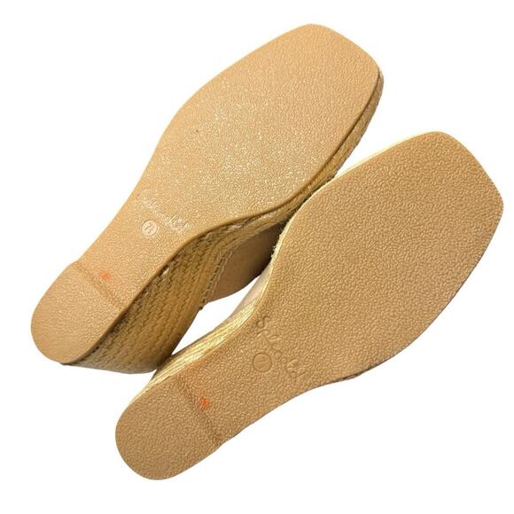 Splendid Britt Espadrille Wedge Sandals Womens 7.5 Leather Suede Beige Comfort - Picture 6 of 11